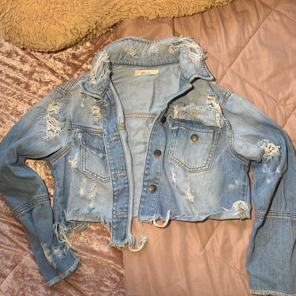 Cropped Rip Jean Jacket - Picture 1 of 2